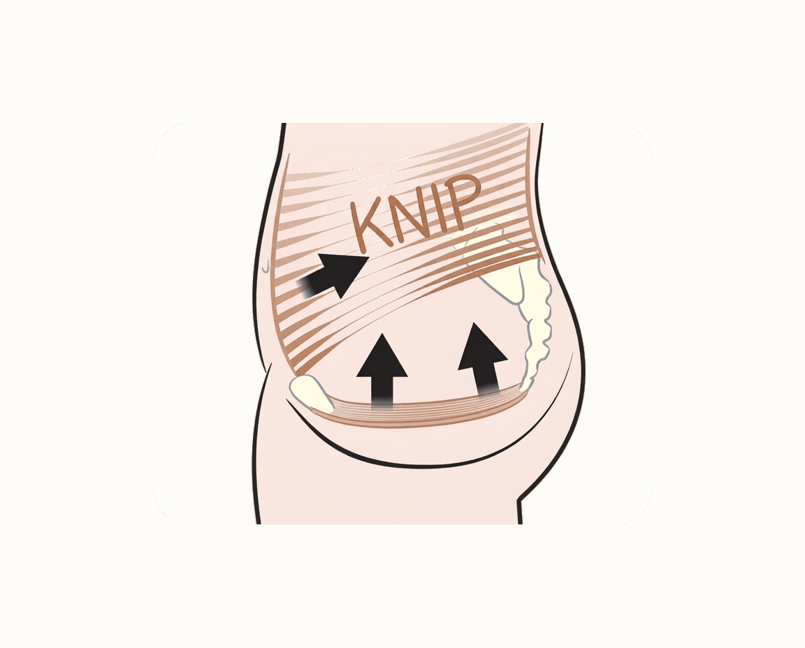 Illustration av bäckenbotten som knips ihop och lyfts uppåt